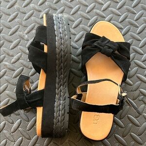 UGG Women's Black Suede Platform Sandals NEW